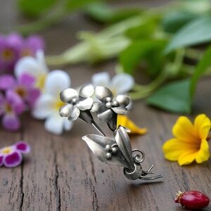 Sterling Posy Brooch, Antique Bennet Bouquet of Flowers